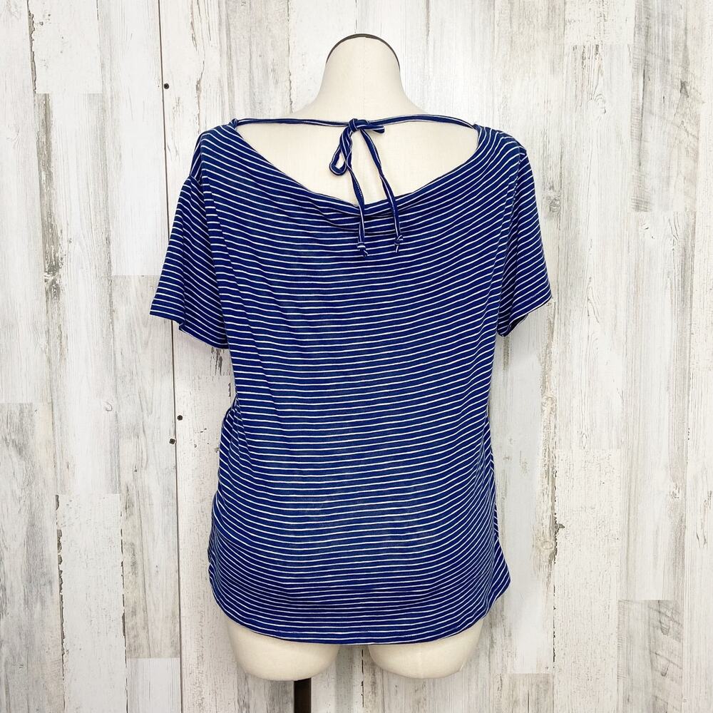 NWT Thyme + Honey Reversible Striped Top Blue White Tee Classic Preppy Size XL - Picture 8 of 12